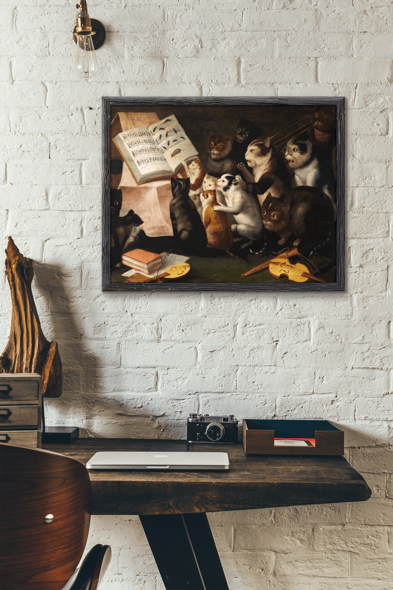 A Glaring Of Cats Making Music And Singing Flemish School circa 1700. Premium Matte Paper Poster - DecorhardcorePrint Material