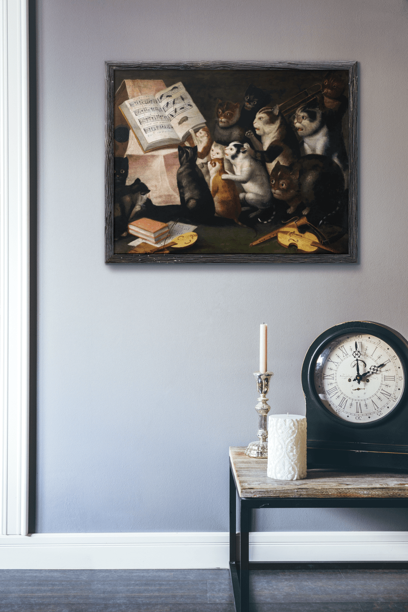 A Glaring Of Cats Making Music And Singing Flemish School circa 1700. Premium Matte Paper Poster - DecorhardcorePrint Material