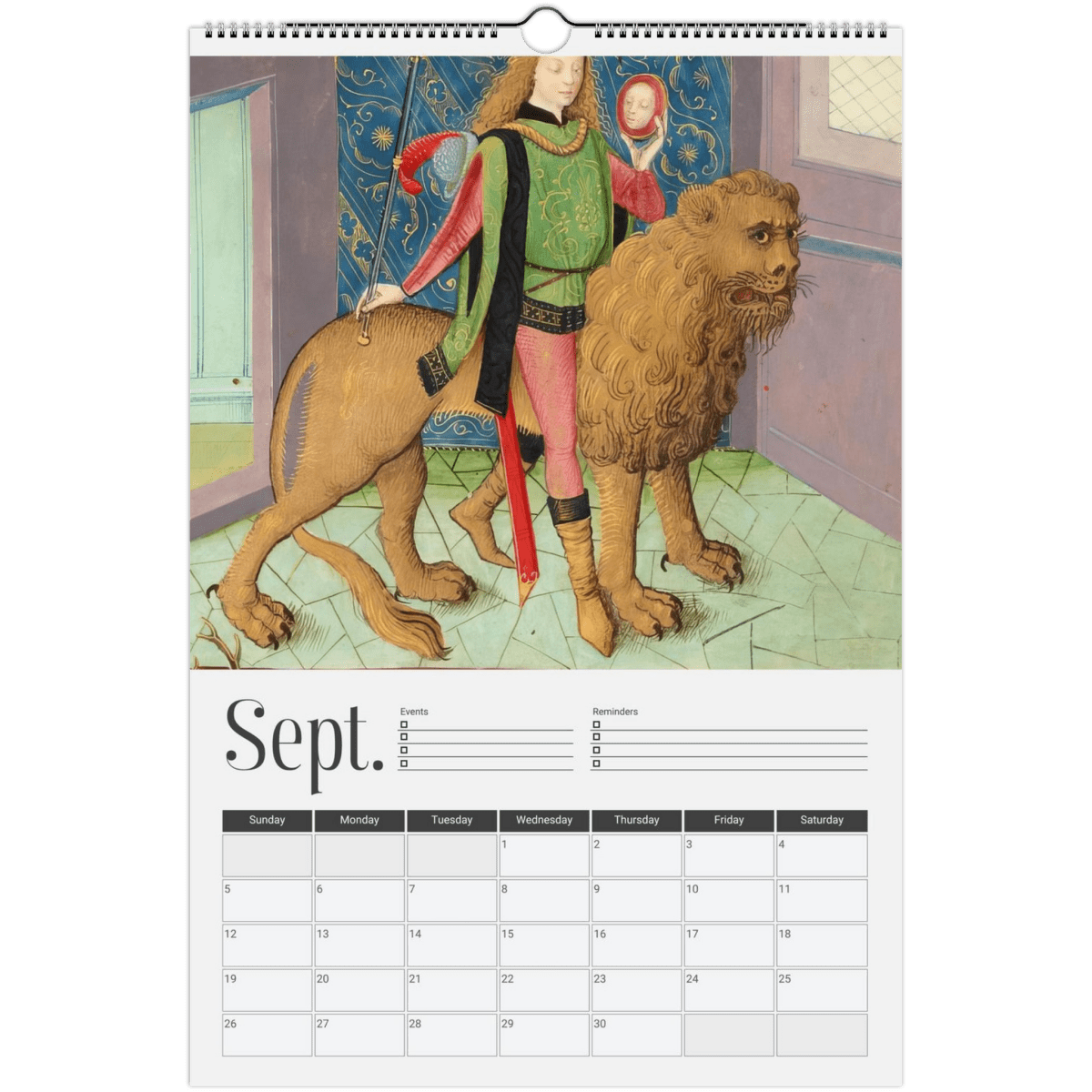 2026 Medieval Lions Wall Calendar - DecorhardcorePrint Material