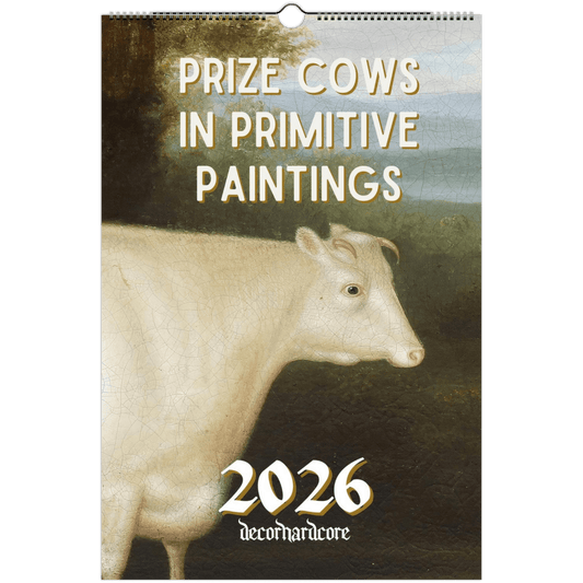 2026 Prize Cows in Primitive Paintings Wall Calendar - DecorhardcorePrint Material