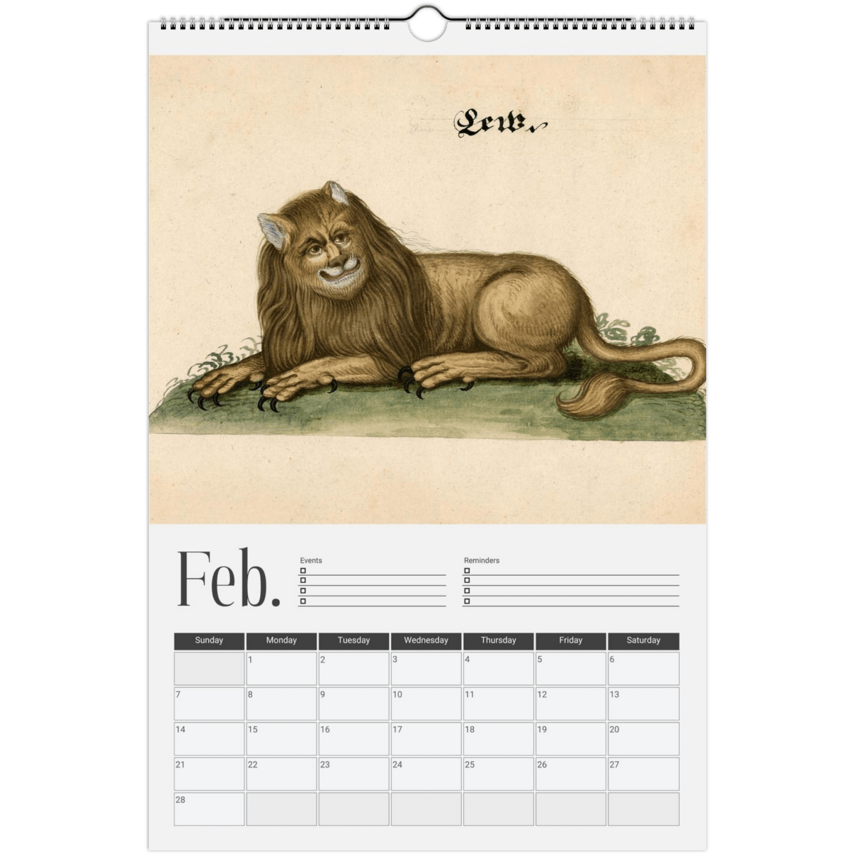 2026 Medieval Lions Wall Calendar - DecorhardcorePrint Material