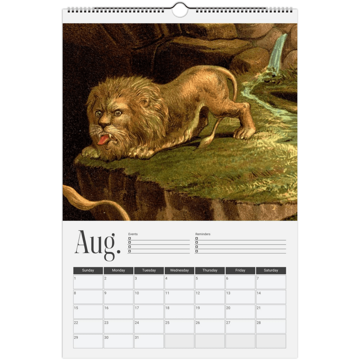 2026 Medieval Lions Wall Calendar - DecorhardcorePrint Material
