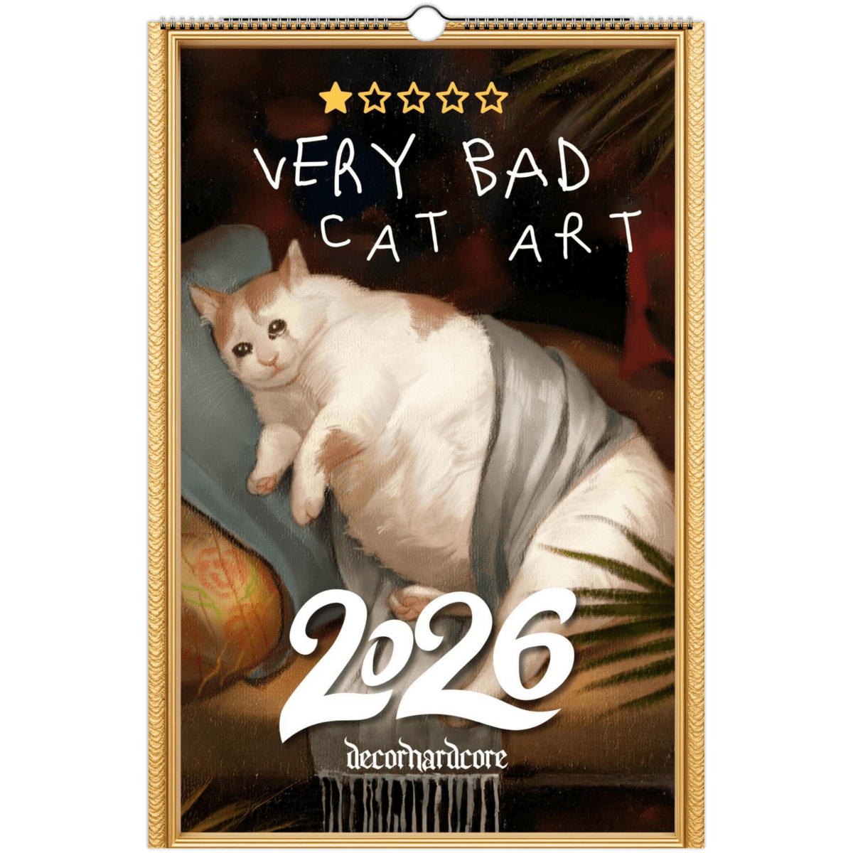 Very Bad Cat Art Wall Calenar 2026 - DecorhardcorePrint Material