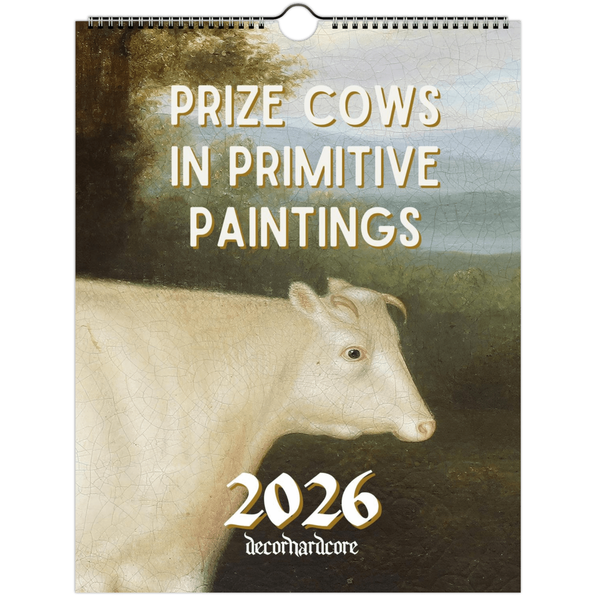 2026 Prize Cows in Primitive Paintings Wall Calendar - DecorhardcorePrint Material