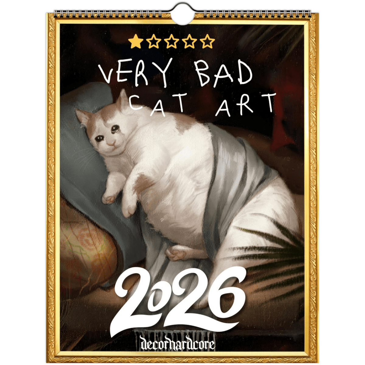 Very Bad Cat Art Wall Calenar 2026 - DecorhardcorePrint Material