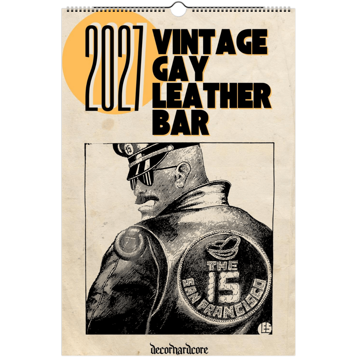 2027 Vintage Gay Leather Bars Wall Calendar - DecorhardcorePrint Material