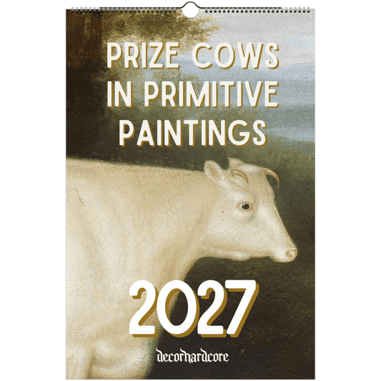 2027 Prize Cows in Primitive Paintings Wall Calendar. - DecorhardcorePrint Material