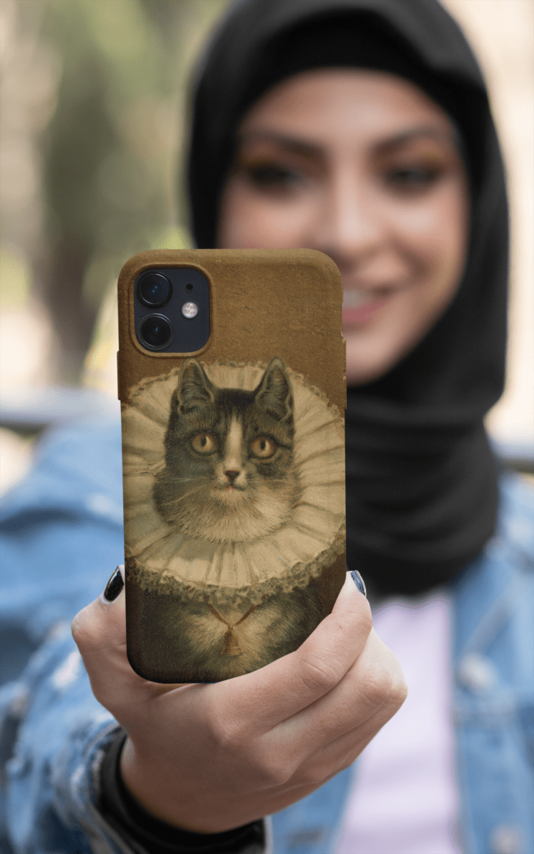 The Widow Cat with Collar iPhone case - DecorhardcorePrint Material